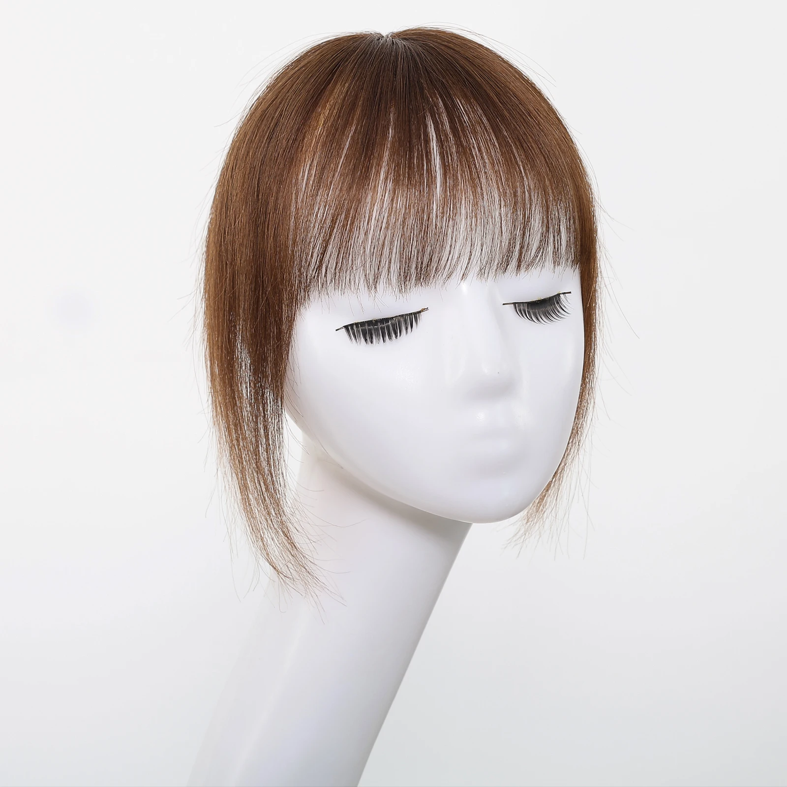 100% ريمي الشعر البشري القبعات العالية مع الانفجارات البني قطع الشعر ثلاثية الأبعاد Wispy الانفجارات للنساء شعر رقيق شعر بشري حقيقي توبر كليب في #5