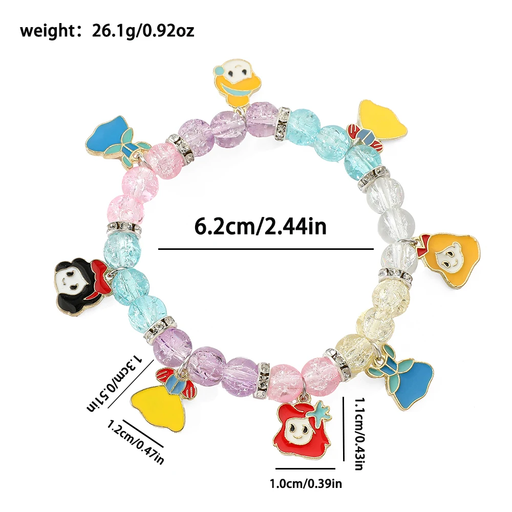 Disney Princess Bracelets for Girls - Frozen Elsa Anna Cinderella Beads Chain Bangle Party Jewelry Gift Children's Accessories