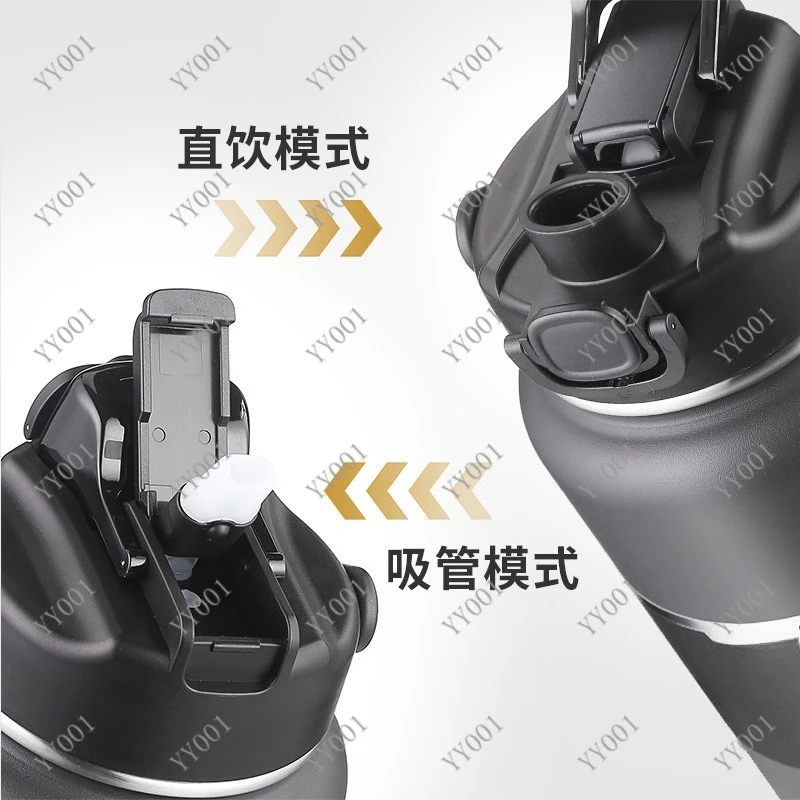 2L Large Capacity Stainless Steel Vacuum Insulated Pot with Handle Outdoor Sports Thermal Water Bottle