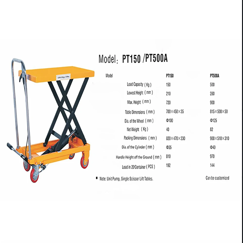 

PT150 Hydraulic Lifting Platform Truck Manual Pedal type Folding Scissor Platform Fixed Elevator Lifting Truck