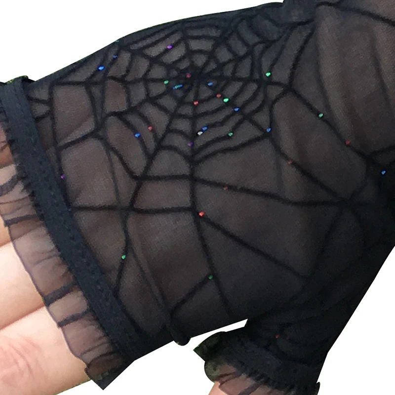 Spider Web Arm Sleeves Gloves Fancy Dress Up Halloween Costume Accessory Cosplay