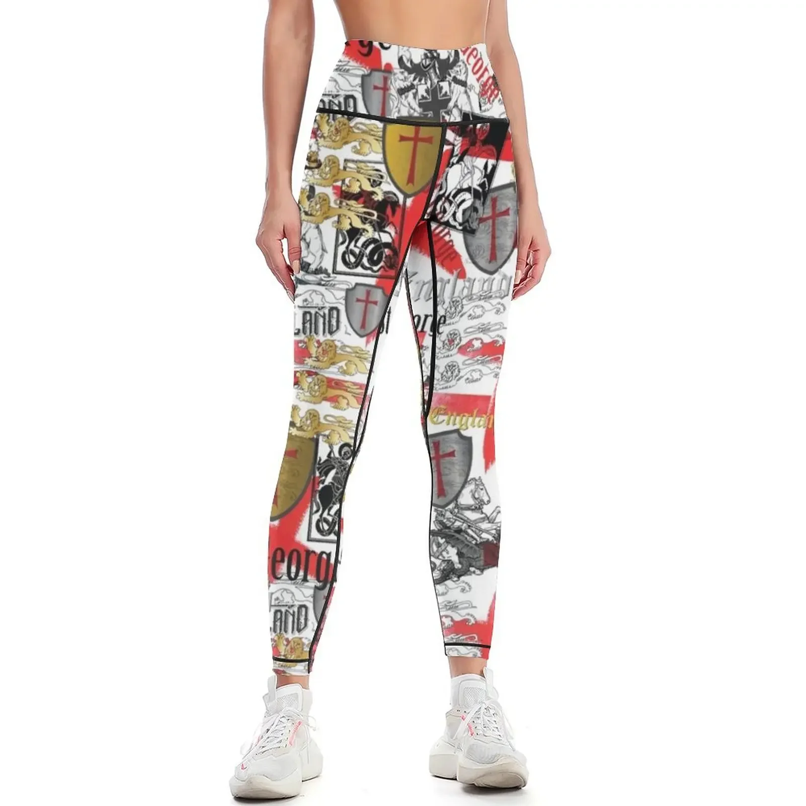 

St George All Over England Sheild Dragon Three Lions Leggings Tight fitting woman sport pants Womens Leggings
