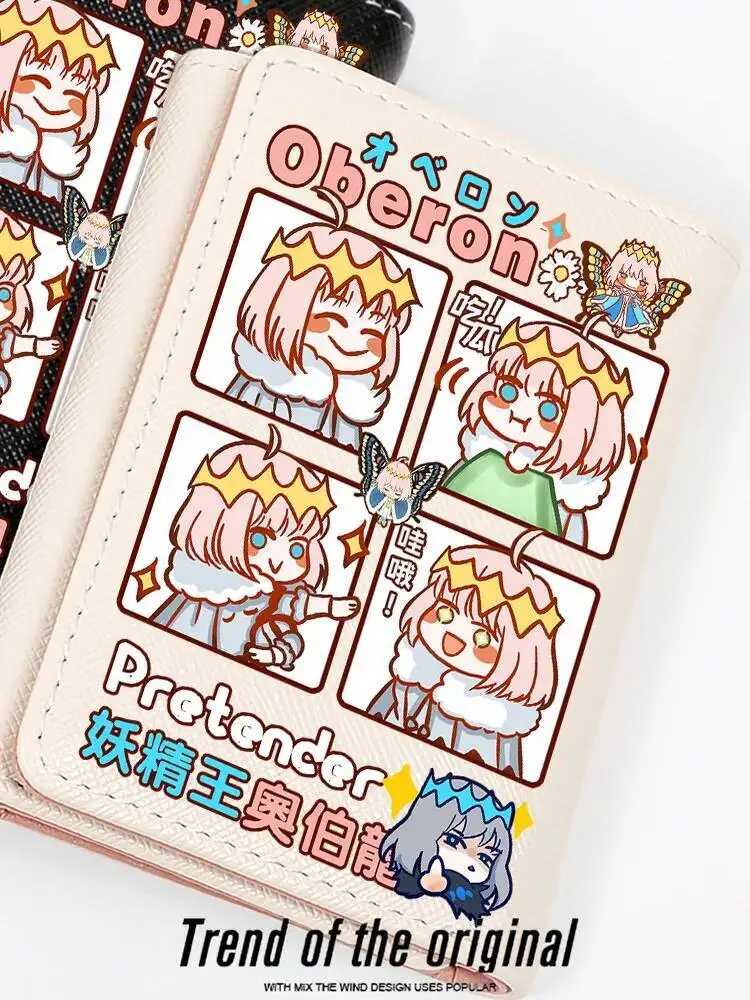 

Fate/Grand Order Oberon Vortigern Student Triple Fold Girl ID Bag Card Holder Coin Purse Ladies Wallets Cartoon Bags