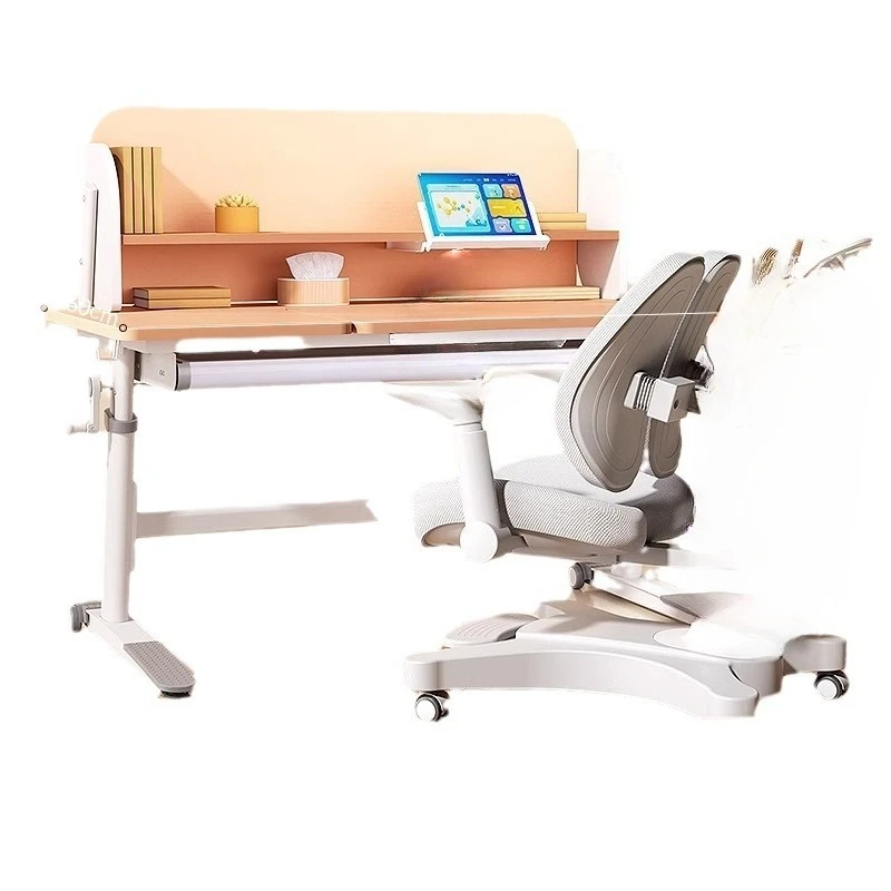 

Children's study tables and chairs Household student solid wood desk Lifting writing desk Bedroom special desk All solid wood