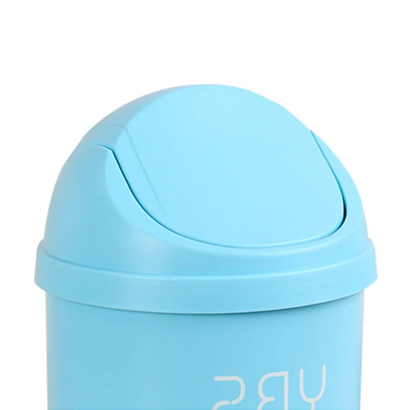 Desktop Mini Plastic Waste Garbage Can with Lid, Stylish Countertop Trash Bin Table Waste Paper Basket Round Small Trash