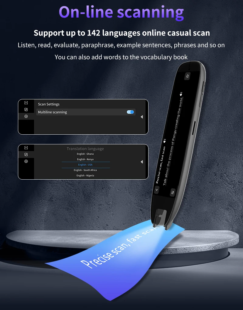 Übersetzungsstift für Legasthenie-Scanner, Lesestift, 142-Text zur Rede, intelligenter Aufnahmestift, Stimme, kabelloser Textextrakt-Übersetzer – Detail 4