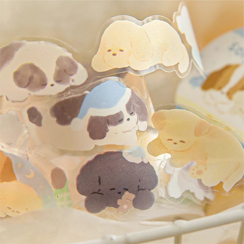 Mr.Paper,Cute Animal Masking Tape 1 Roll Kawaii Dog PET Tape Home Handbook Scrapbook Decoration Gifts
