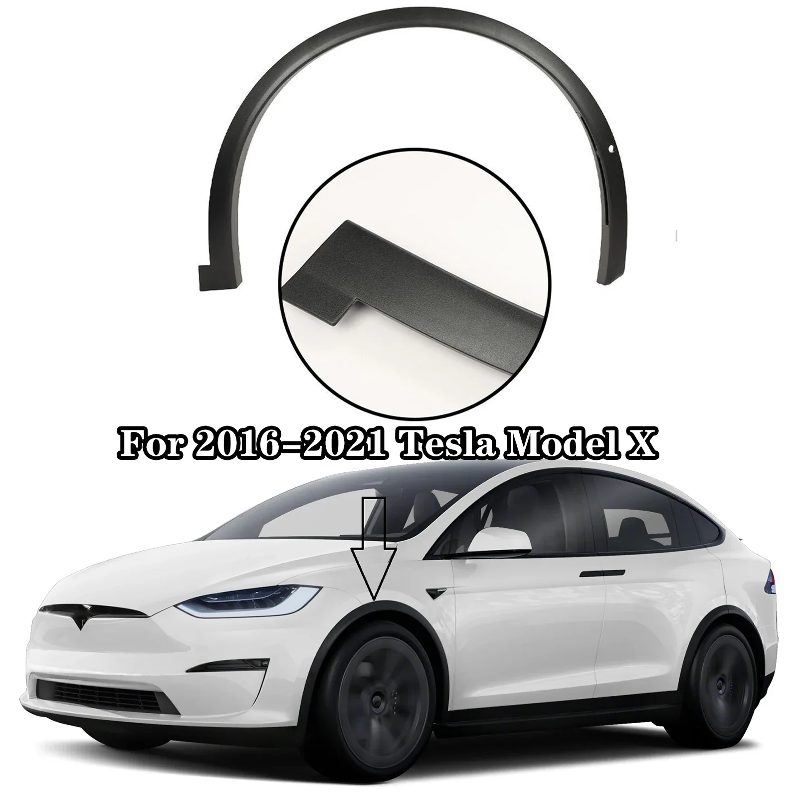 

Front Fender Wheel Flare Molding Eyebrow For 2016-2021 Tesla Model X 1034430-00-F 1075668-00-A 1035289-00-L