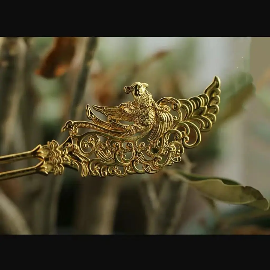 Women's Brass Gold-plated Tang Style Hairpin Flower Ladies Restoration Crown for People Jewelry Antique Hanfu Accessories