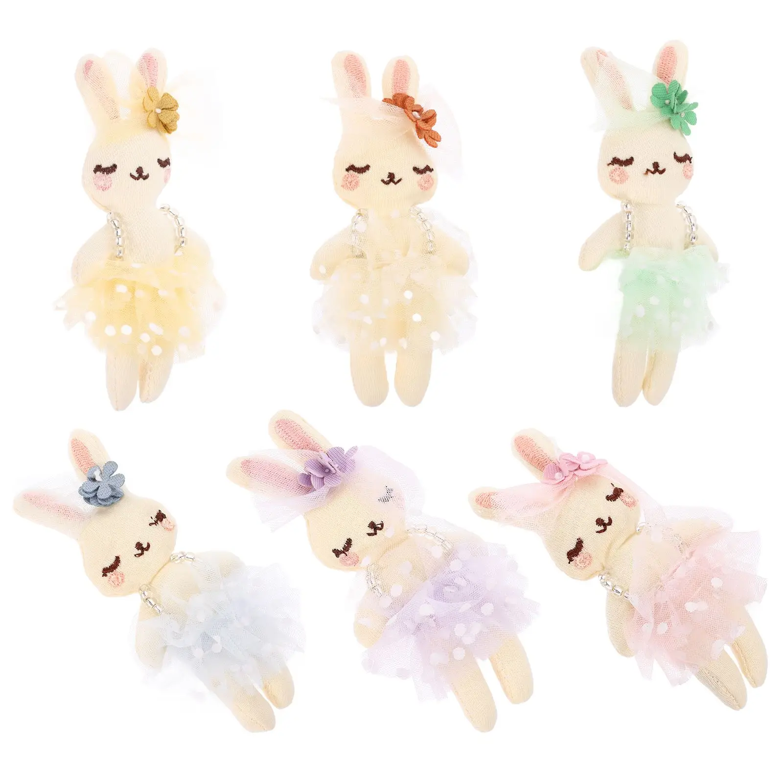 

6pcs Easter Plush Bunny Rabbit Small Mesh Bunny Soft Bunny Stuffed Animal Toys Gift for Kids Girls Easter Party Favors New