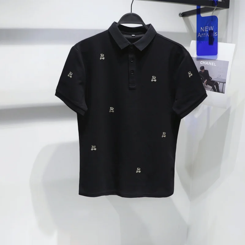 

Original Design Summer 2025 Bear Embroidery irt Men's Faionable Simple ort Sve T-irt Cotton Stand Fit Urba...