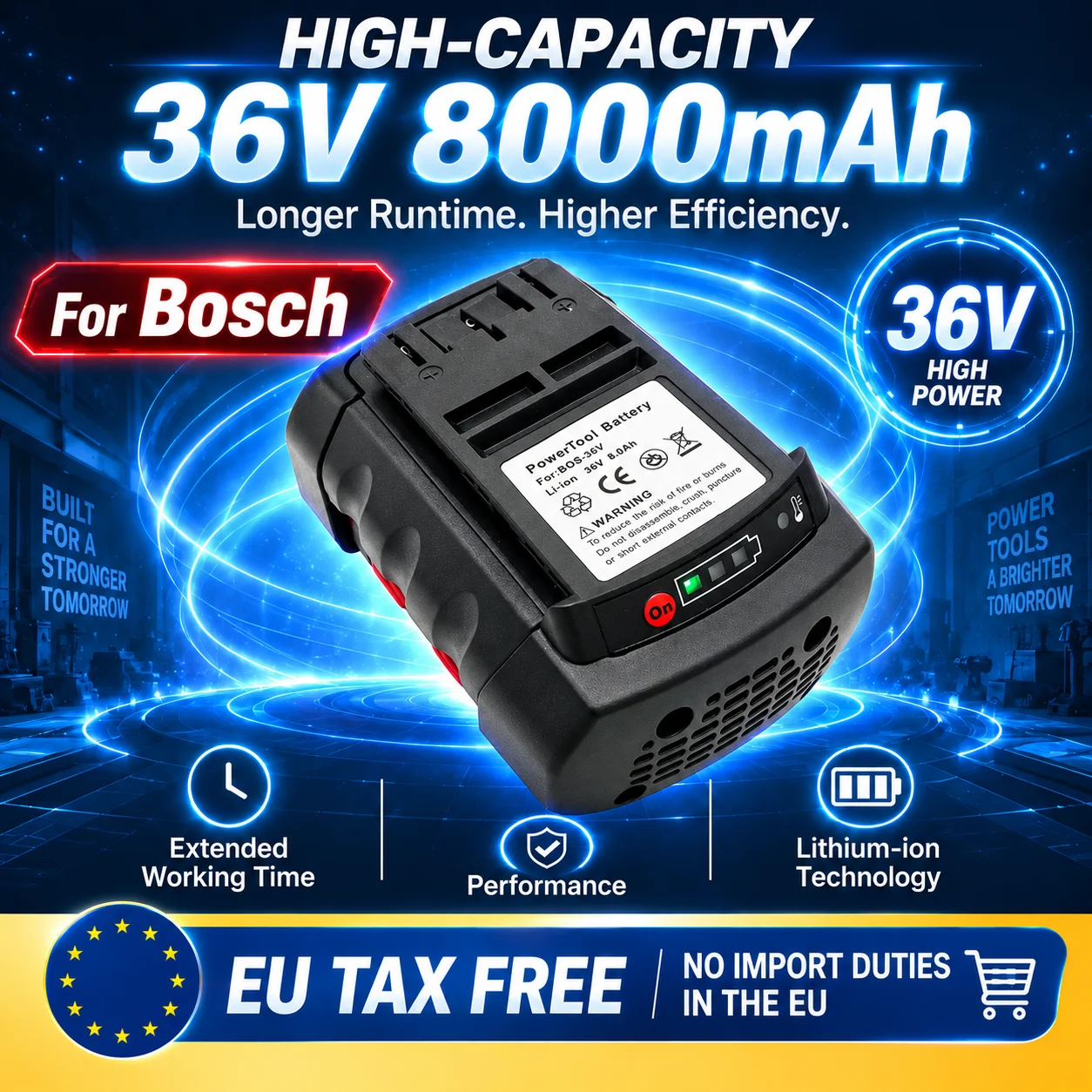 100% Neu für Bosch 36V Wiederaufladbare Lithium-Batterie, Ladegerät, Elektrowerkzeug, Bosch Lithium-Batterie AL3640CV