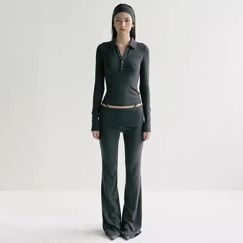 Badblood Top Quality 1:1 Spice Girls Folding Pants Women Casual Vintage Yoga Pants Embroidered Skinny Sexy Flared