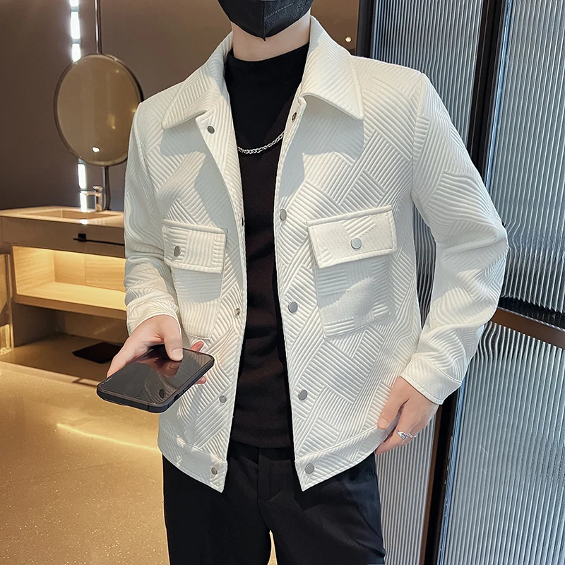 

2023 Men's Sutumn/Winter High Quality Fashion Casual Jackets/Male Slim Fit Pure Color Business Style Lapel Coats Plus Size S-3XL