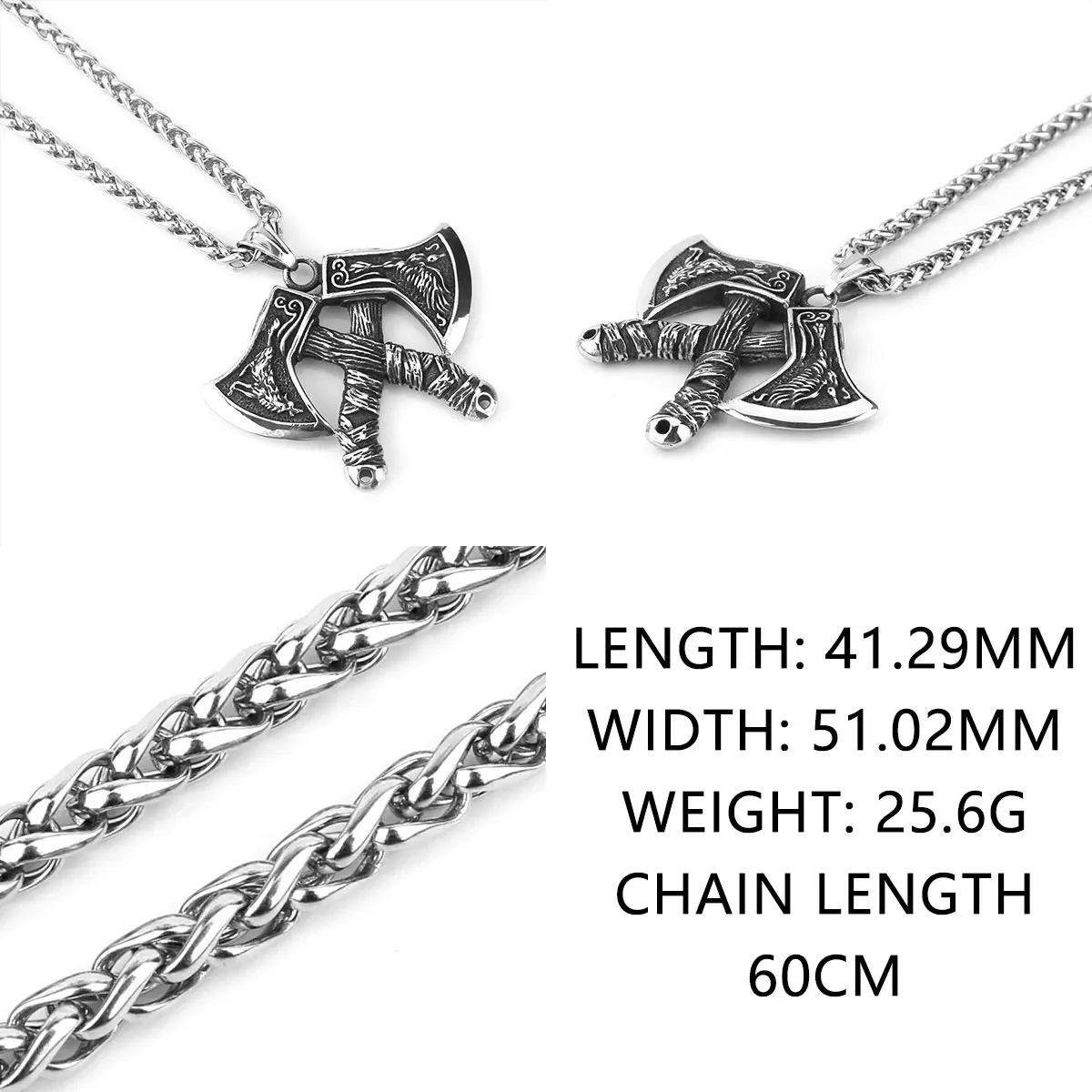 Viking Double Axe Domineering Wolf and Eagle Pendant Necklace Stainless Steel Trending Products Men\'s Jewelry Wholesale