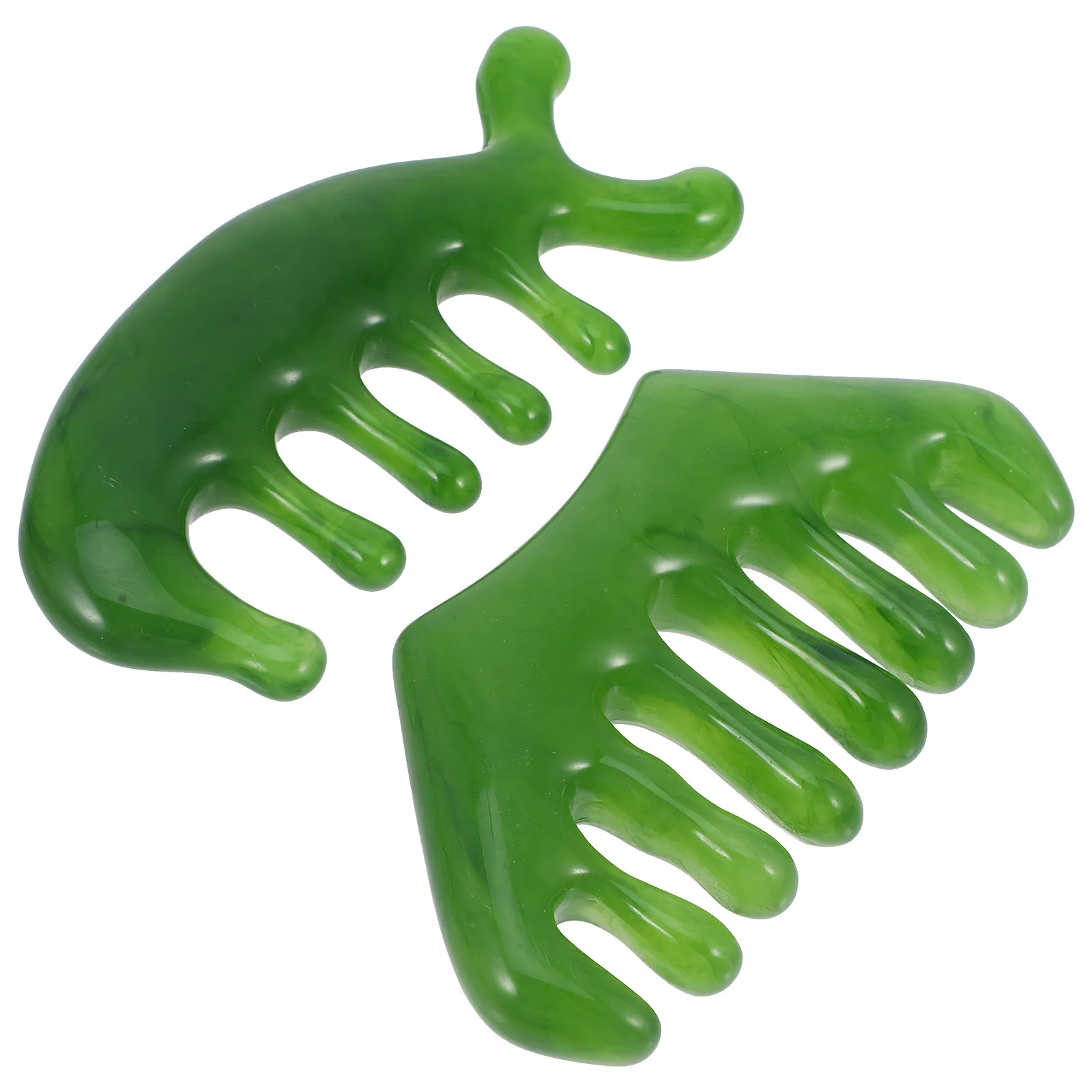 

2pcs Jade Massage Comb Scalp Wide Tooth Portable Head Relaxation Tool Acupoint Hair Care Scalp Massager For Travel Home Use