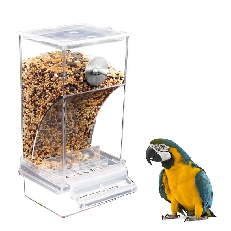 No Mess Bird Feeders Automatic Parrot Feeder Drinker Acrylic Seed Food Container Cage Accessories for Small and Medium Parakeets