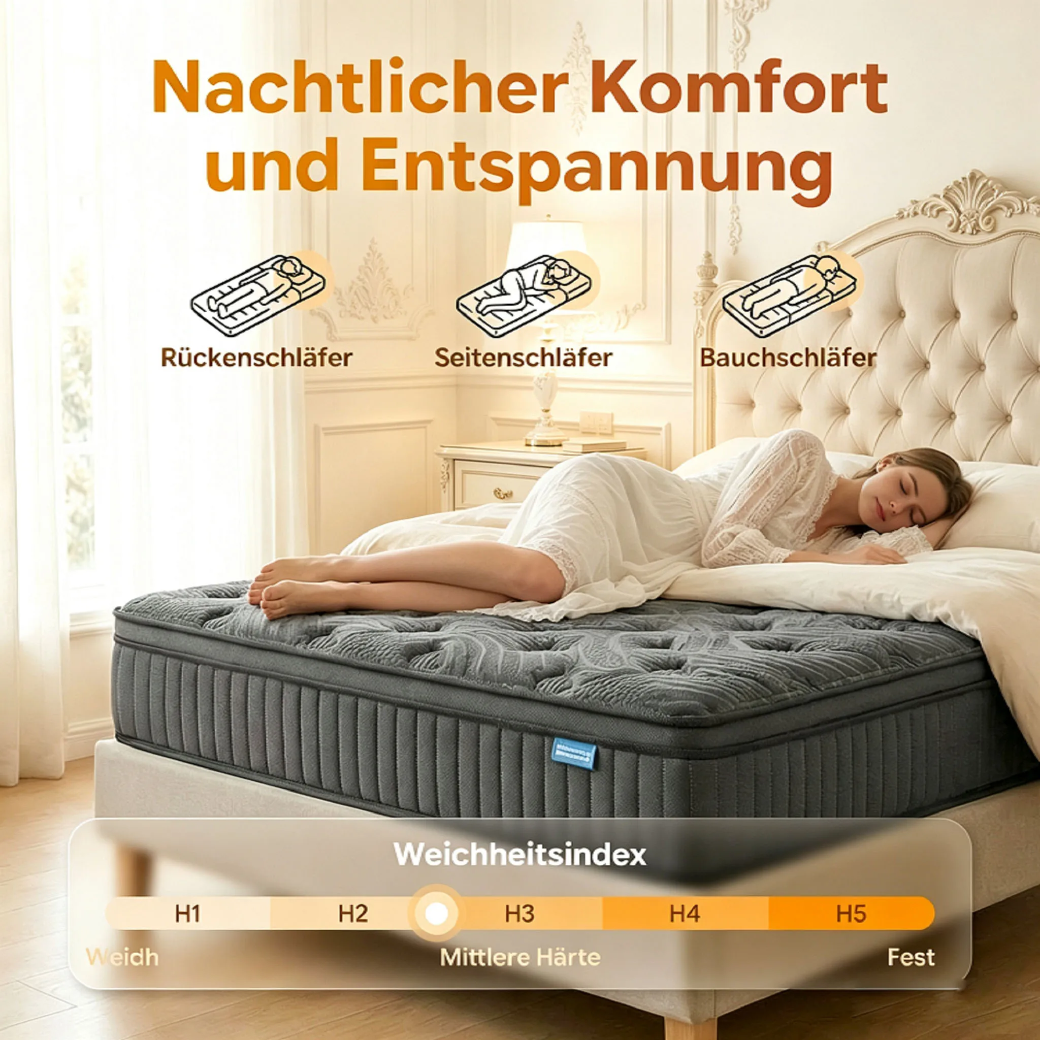 SKSBTF Spring Mattress 25cm 90/120/140/160/180*200cm Breathable Hybrid Mattress Firm Support Motion Isolation & Pressure Relief, Bed Mattress for Bedroom, Guest Room, Home