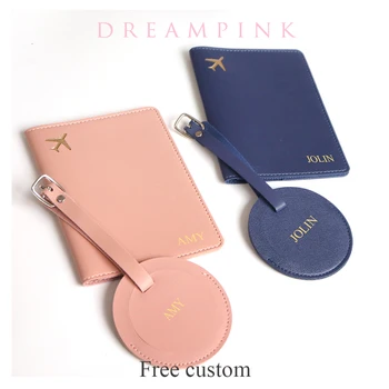 カスタム名飛行機パスポートホルダーラウンド荷物タグ DIY 結婚記念日ギフトパーソナライズ文字ロゴトラベルアクセサリー