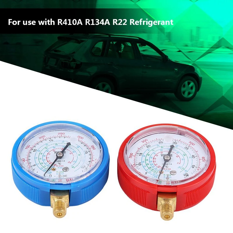 ABGG-2Pcs Car Auto High Low Tester Gauge Car Air Conditioner Refrigerant Pressure Gauge Kit For R410A R134A R22 Refrigerant