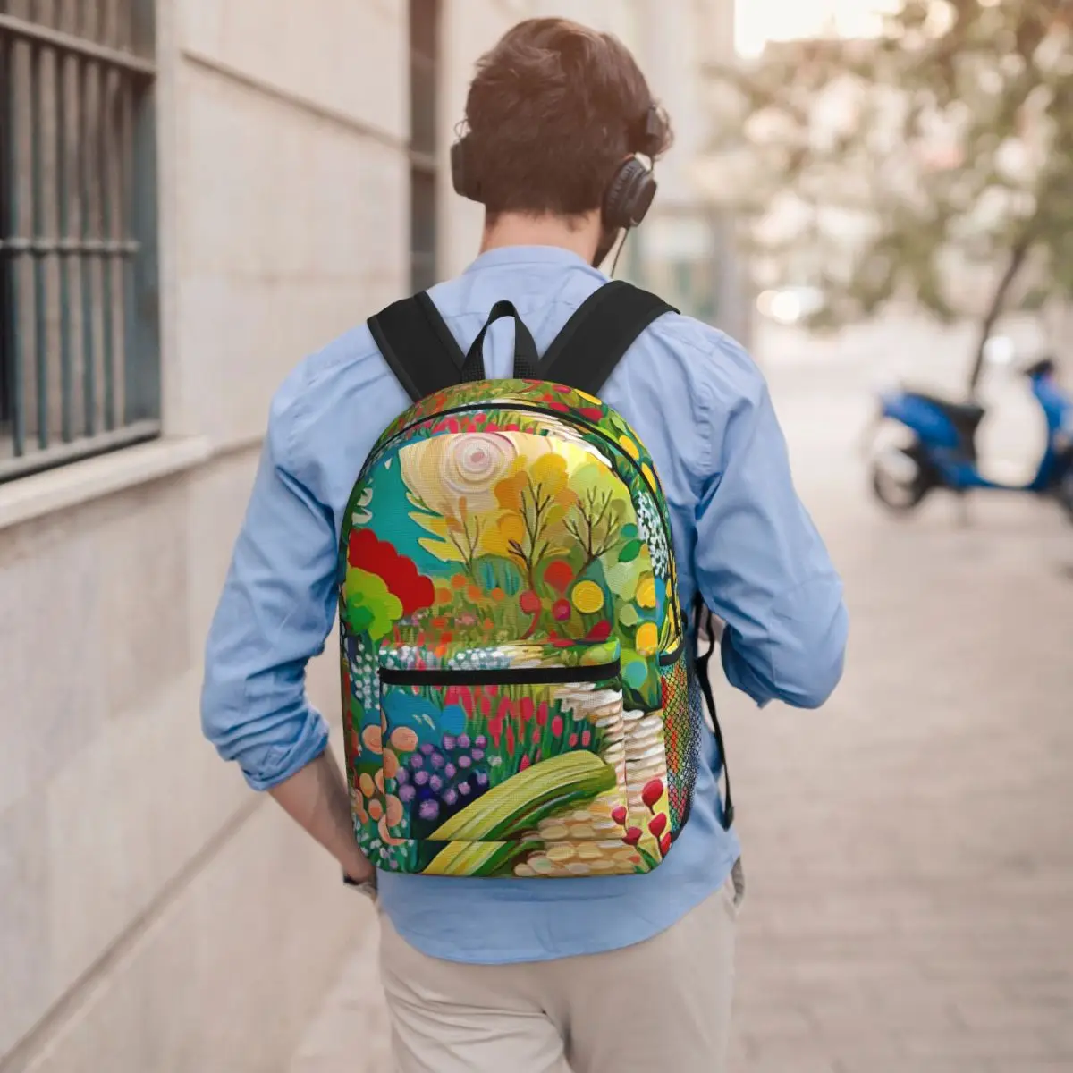 Gustav Klimt Flower Garden With Cottage Student Backpack School Bag Hiking Travel Daypack for Men Women Bookbag Shoulder Bags