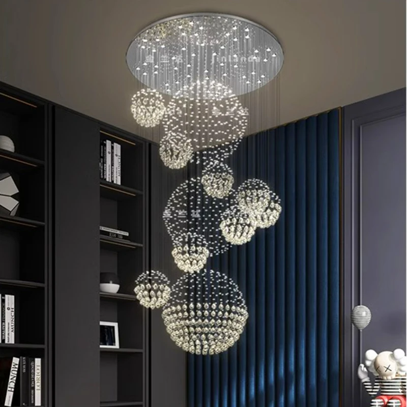 Imagem -05 - Modern Crystal Chandelier For Home Decoration Stair Pendant Lamp Living Room Pendant Lights Iluminação Interior