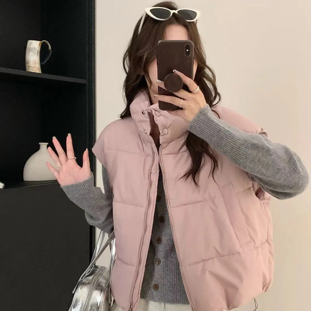 

Women New Autumn Winter Sleeveless Waistcoat Vest Casual Comforable Thick Short Vestcoat Warm Solid Color Sleeveless Jacket