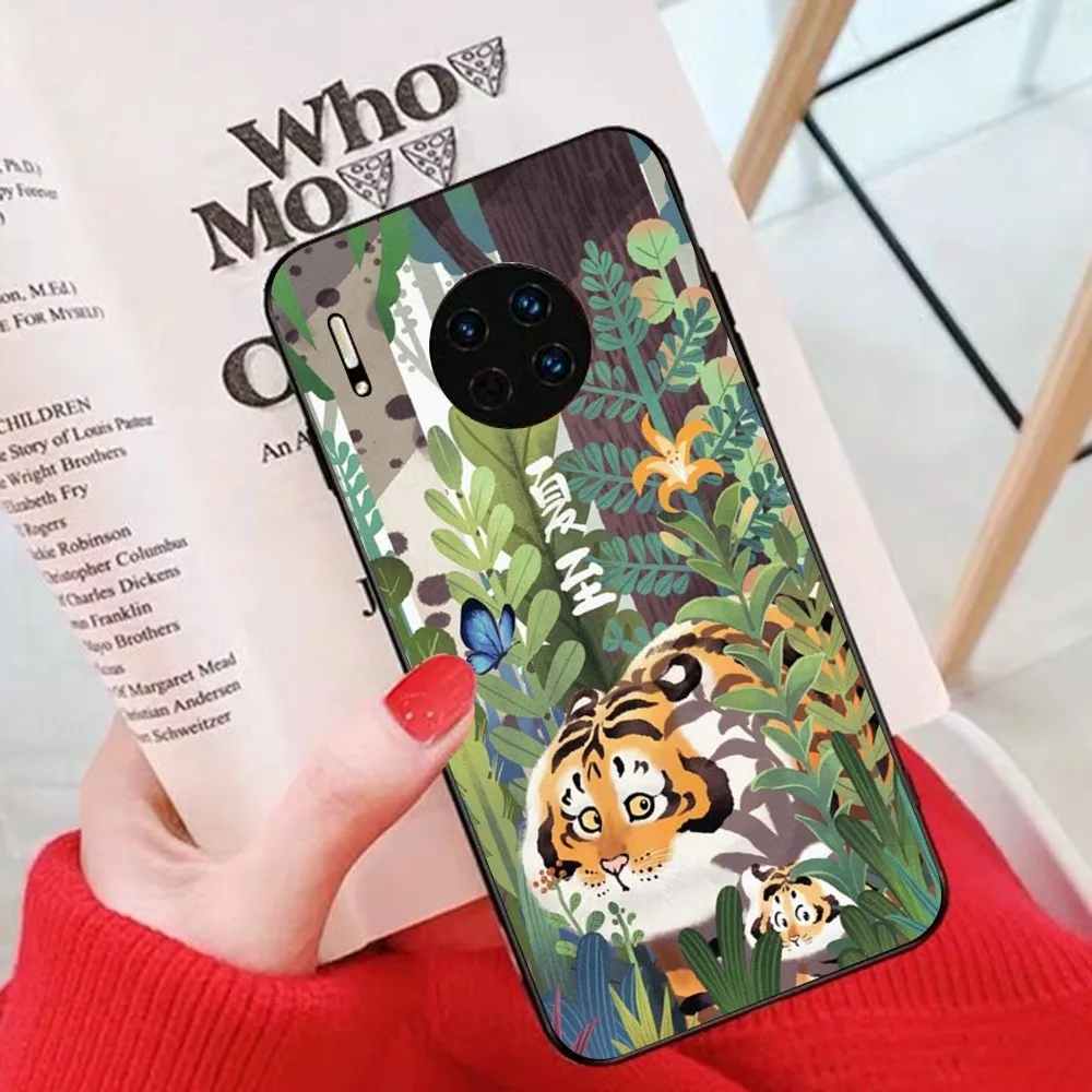 Cartoon Fat Tiger Phone Case For Huawei Mate 10 20 30 40 50 lite pro Nova 3 3i 5 6 SE 7 pro 7SE