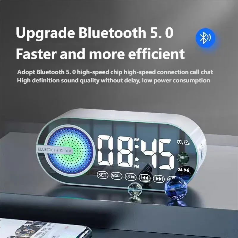 HOMEFISH New Smart Wireless Bluetooth Speaker Mini Alarm Clock Multi-function Portable Gift Mini Speaker Subwoofer