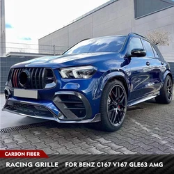 For Mercedes-Benz GLE Class C167 V167 GLE63 AMG 2021UP Real Carbon Racing Car Grille Front Kidney Bumper Grille Grill