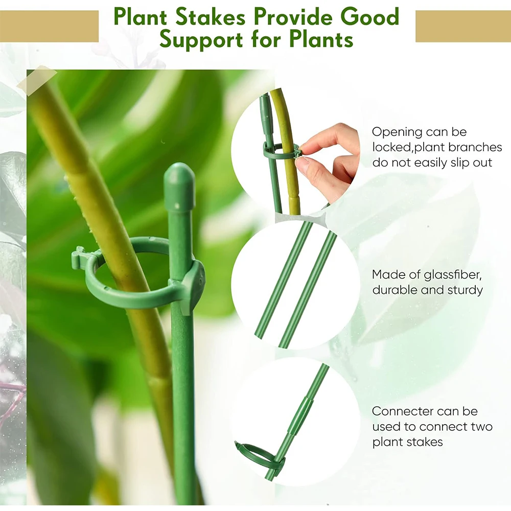 Plant Stakes Plant Support Stakes Suitable for Indoor Outdoor Plants Green Plant Stick Support Potted Plants Floral Vegetable