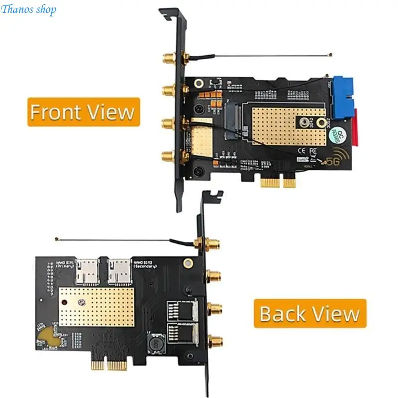 M.2 Wifi Module- to PCIE / USB Expansion Card 4 Antennas Slot X37A
