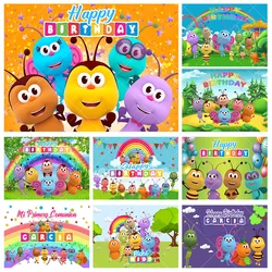 PHOTURT Bichi Kids Backdrop Birthday Party Communion Decoration Background Rainbow Bee Vinyl Polyester Photography Props