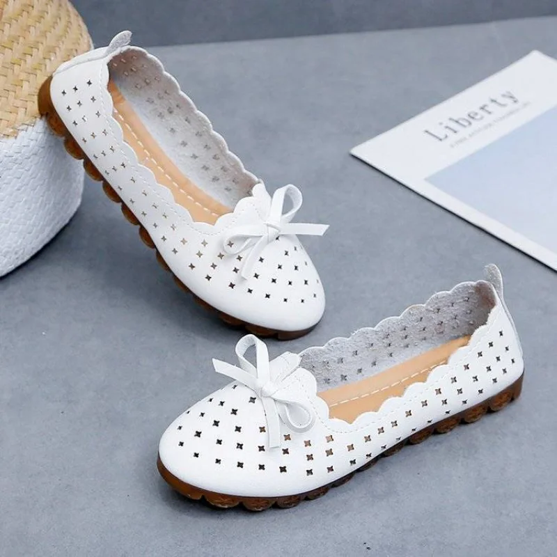 With Bow Flat Round Toe Office Ladies Summer Footwear Flats Shoes for Women 2024 Lastest Quick Delivery Discount Slip on Spring