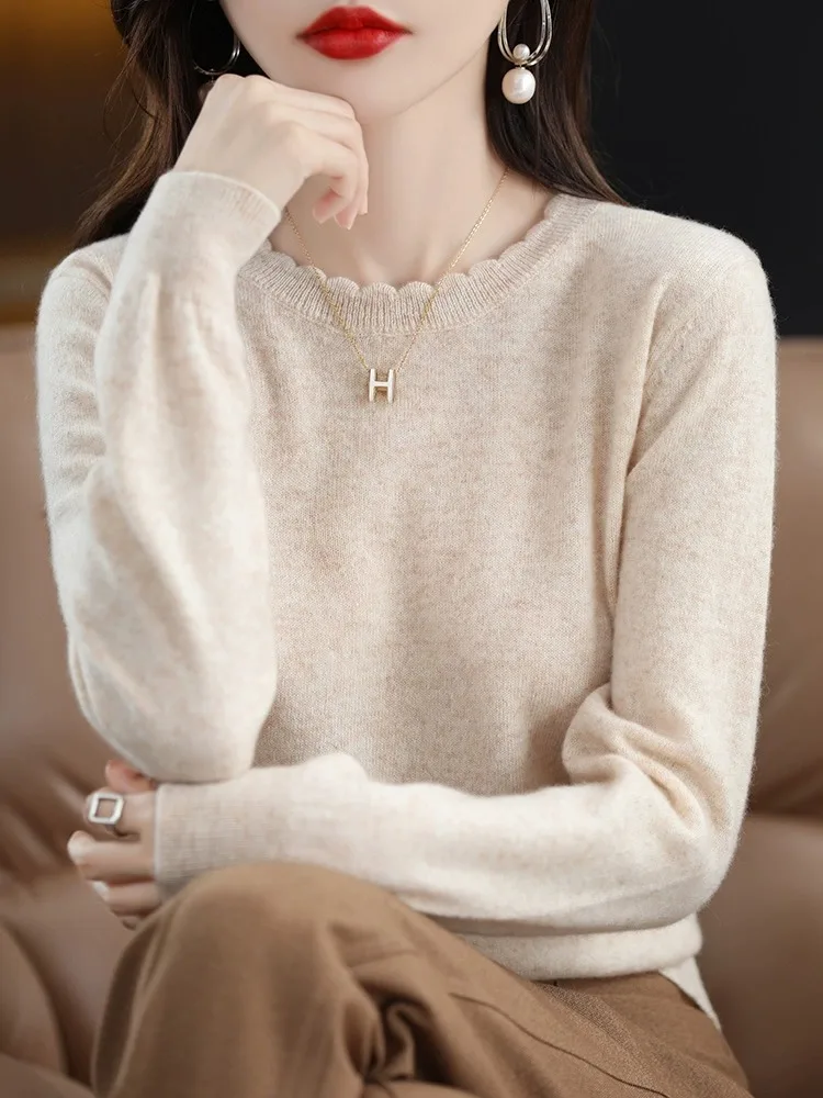 

Casual Loose Long Sve round Ne Knitted Base irt Women's Sle 2025 Autumn Winter Faion Trendy Breathable Comfortable