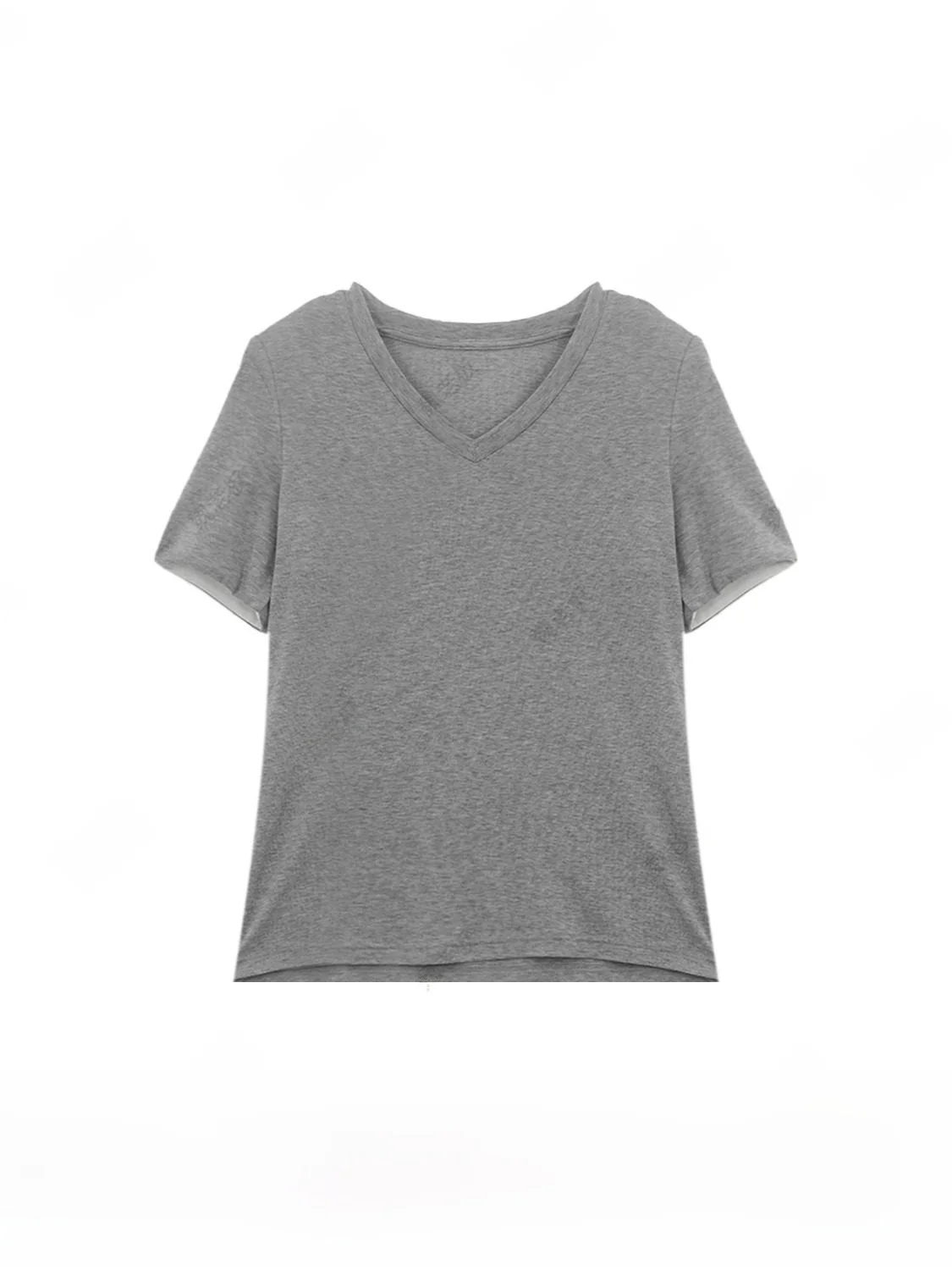 

Loose V-ne ort Sve T-irt Women's Casual Comfortable Silk Wool Blend Spring Faion Classic Color Top