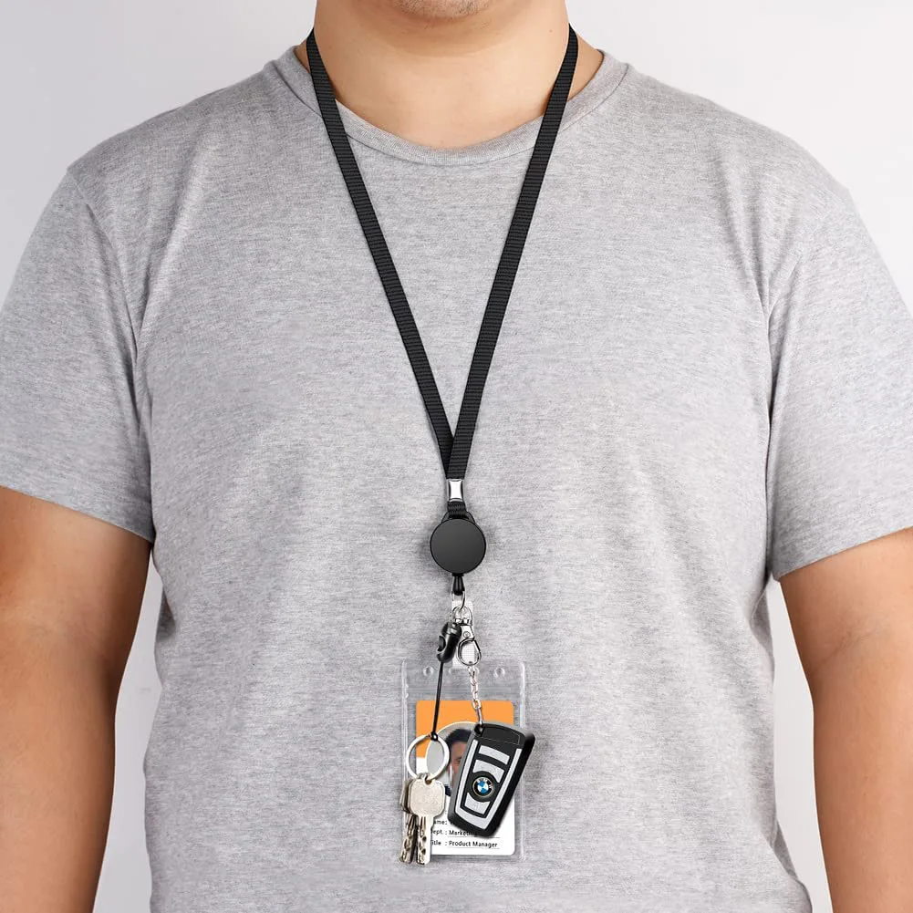 Retractable Keychain Creative Easy Pull Buckle Lanyard Anti-lost Lanyard Strap Detachable Neck Cord Safety Tether Chain Rope