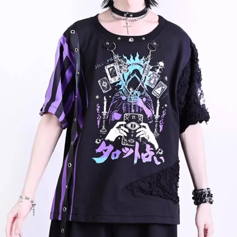 2025 Estate giapponese y2k Kill Matt Rock Punk Chain Donna Top Neutro T-shirt a maniche corte da uomo top vestiti