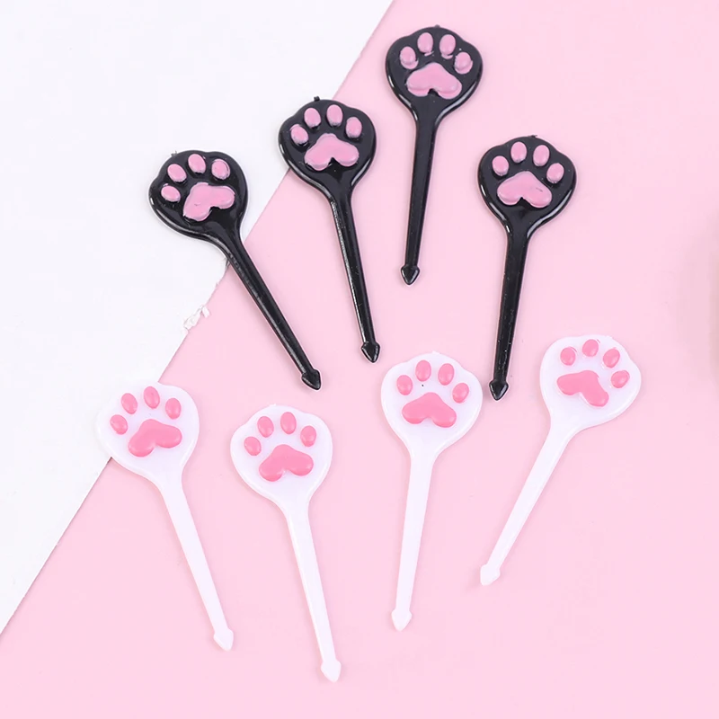 8Pcs/set Cat Meat Ball Cat Paw Fruit Stick Cute Cake Dessert Fork Decoration