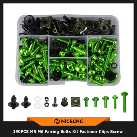 190PCS Motorcycle Fairing Bolts Kit Screws Nuts For Kawasaki Z1000 Z750 Z800 Z650 Ninja 250R 300 500 650 ZX10R ZX14R 6R 7R 9R