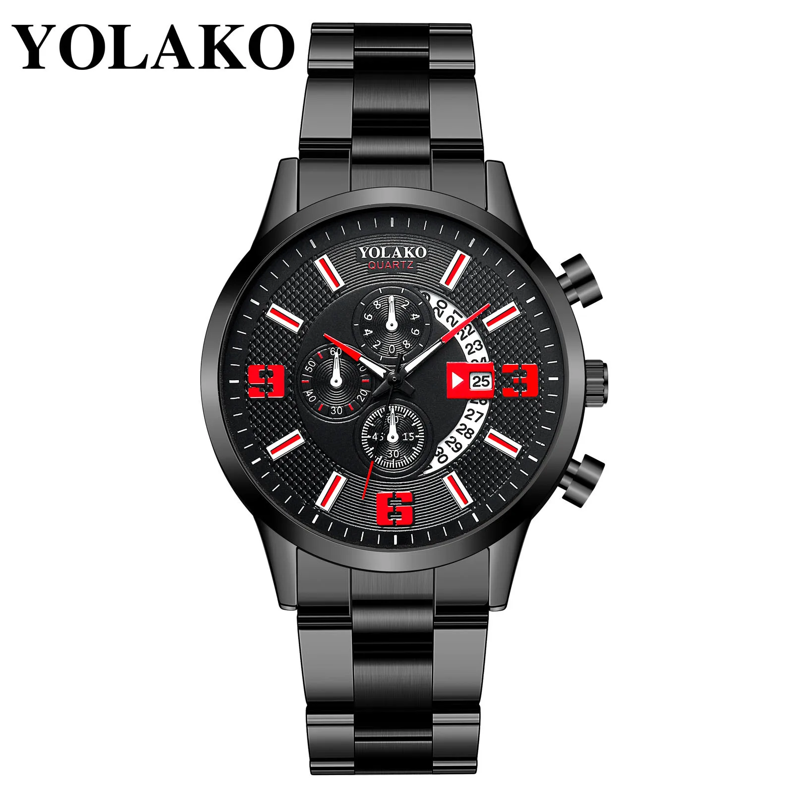 YOLAKO Men\'s Casual Fashion Quartz Stainless Steel Strap Watch Analog Watch