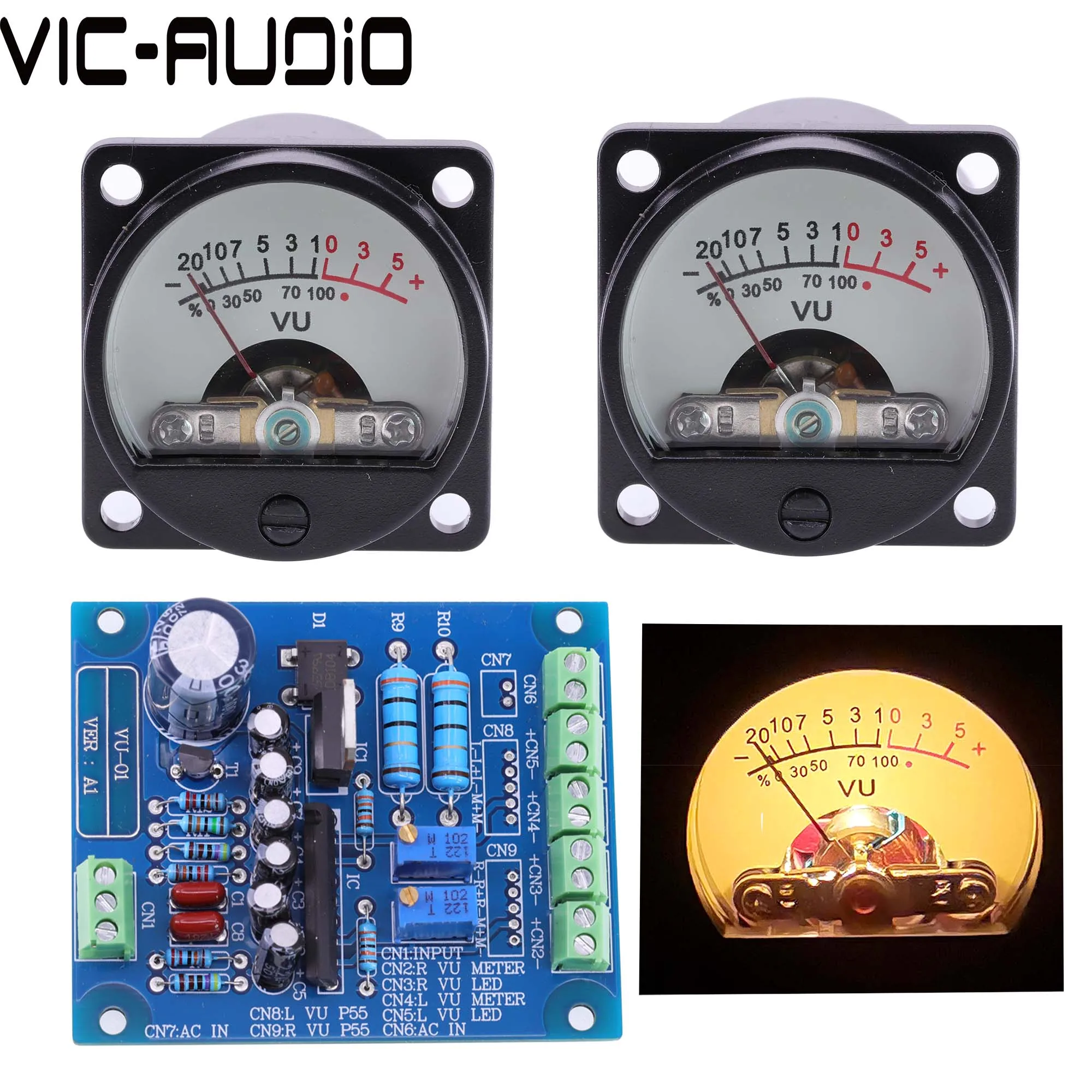 35Mm Panel Vu Meter 500VU Met Groene Achtergrondverlichting Geluidsdruk Meter + Vu Level Audio Meter Driver Board Dc/Ac 6-12V Input