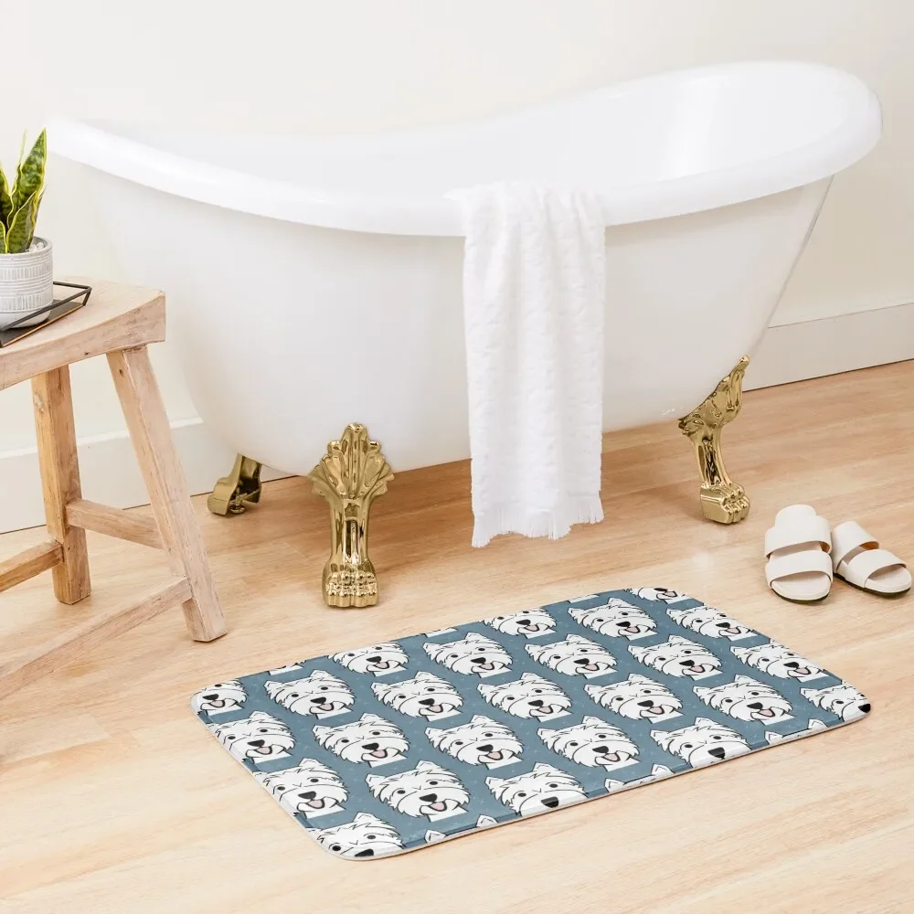 

West Highland Terrier - Westies - Westie dogs - blue Bath Mat Carpets For Bathroom For The Bathroom Mat