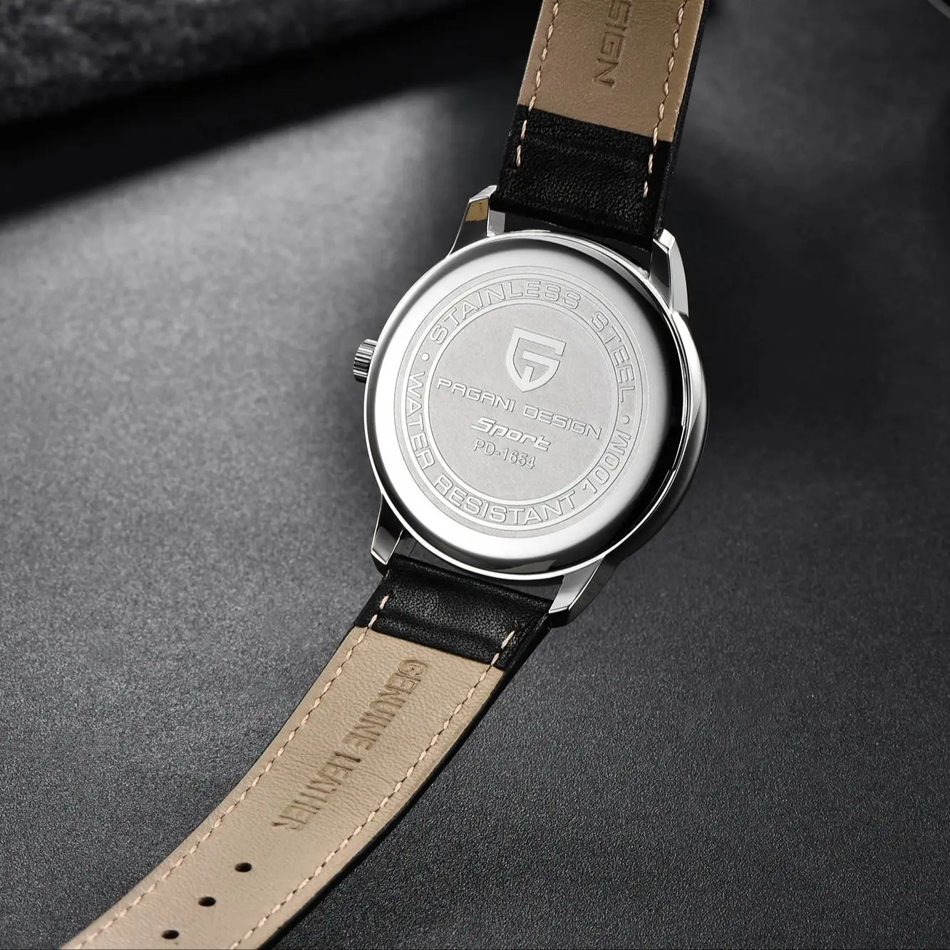 PAGANI DESIGN Men's Quartz Watch TMI VH65 Movement Genuine Leather Strap 100M Waterproof Luminous Luxury Business Wristwatch - view 4