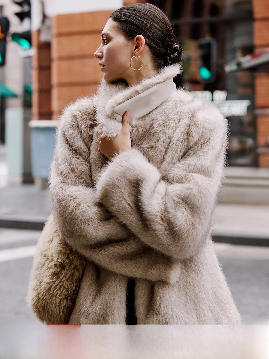 

Luna7xi винтажное пушистое меховое пальто Sle Thiened, женское зимнее теплое пальто с воротником, длинное пальто из полиэстера прямого кроя