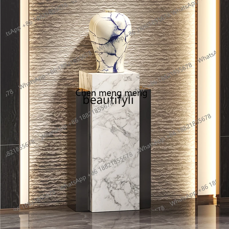 

New Chinese Style Entrance Decorative Pillar Ornament Craft Display Shelf Marble Floor Base