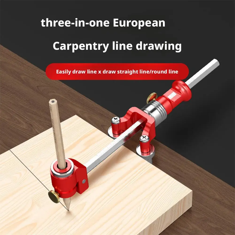 

Three-in-one Woodworking Marking Ruler Woodworking Precision Circular Marking Marking Linear Gauge And Woodworking Tool V3M9