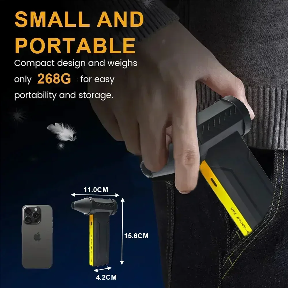 160000 دورة في الدقيقة توربو صغير جت مروحة عنيفة منفاخ هواء كهربائي فرش منفضة 3 سرعات عالية السرعة USB قابلة للشحن أدوات قوية #5