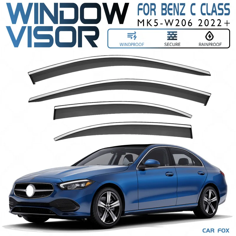 Window Visor Rain Guard Wind Deflector For Mercedes-Benz C-Class W204 Sedan Side Window Sun Rain Vent Shade Exterior Accessories
