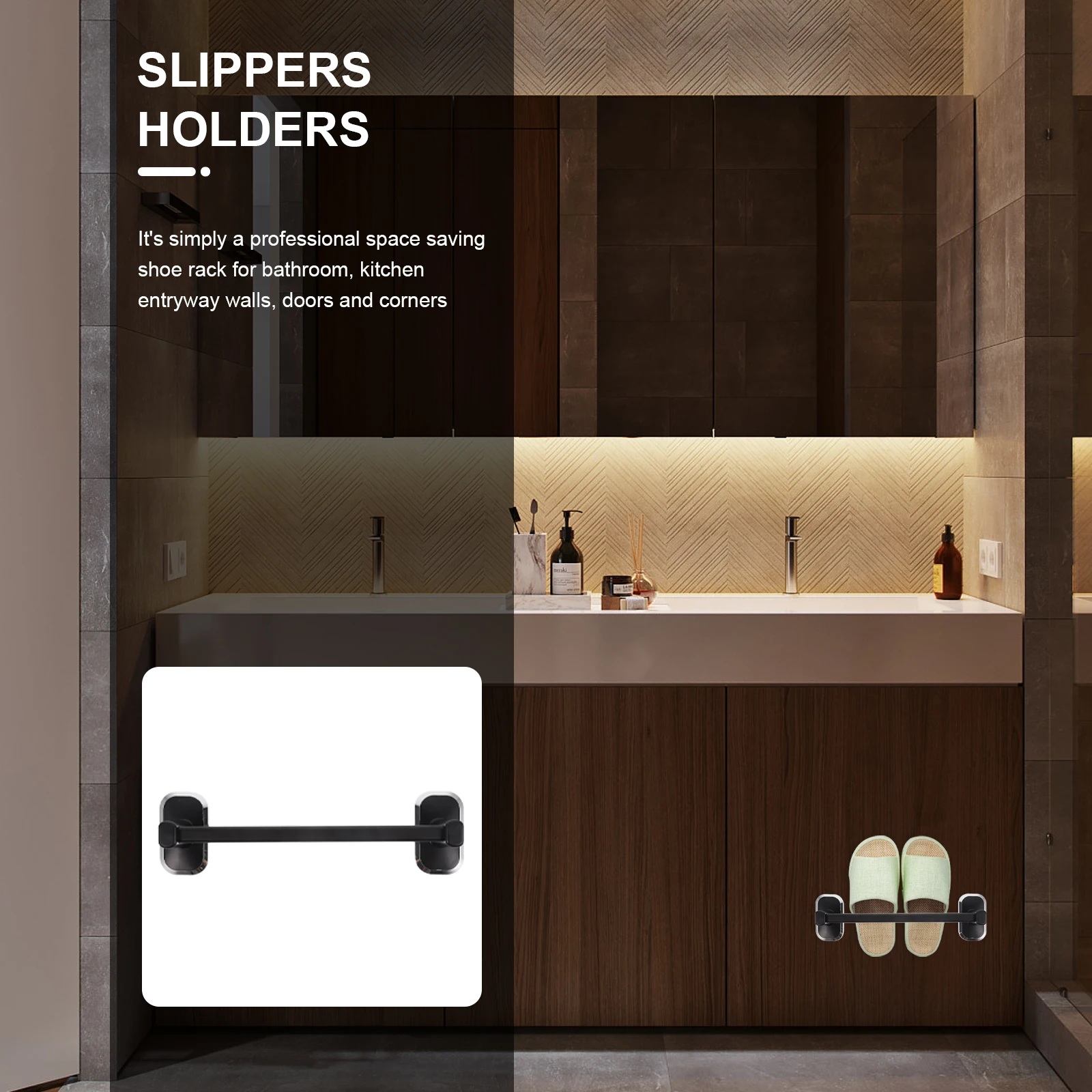 

1pcs Wall-Mounted No Punching Slipper Rack Shoe Organizer Bathroom Storage Slippers Hanger Shelf For Entryway Door Corner Towel